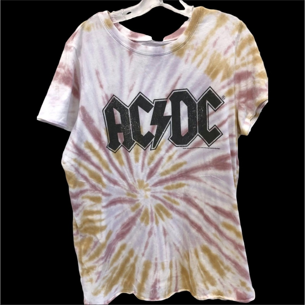 AC/DC Blush Pink & Mustard Yellow Tie-Dye Crew Tee